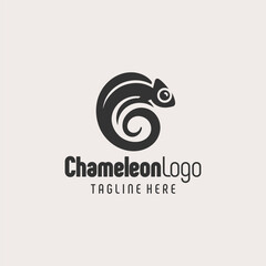 Fototapeta premium Black White Chameleon Modern Symbol