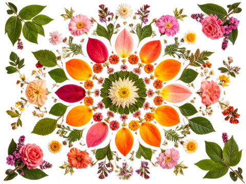 set of colorful flowers