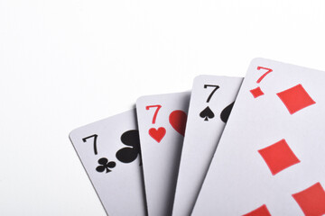 Closeup of Playing cards isolated on white background