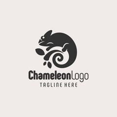 Simple Chameleon Emblem Black White