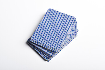 Deck of playing cards isolated on white background