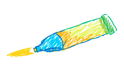 Brightly colored marker drawing of a tube crayon