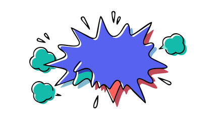 Bursting explosion with teal smoke and coral accents comic pop art