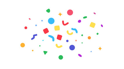 Colorful abstract shapes scattered on a white background confetti