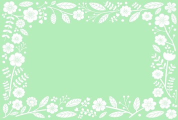 北欧風フラワーフレームグリーン背景