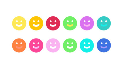 Colorful smiley faces in rows icons happy