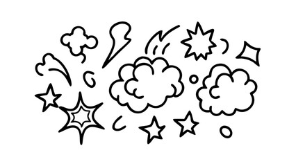 Comic style speech bubble with exclamation mark doodle graphic