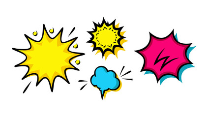 Comic style speech bubbles and shapes explosion pop art