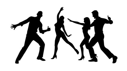 Obraz premium Couple dancing salsa bachata with flowing movement latin dance