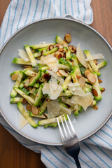 Close up of Simple Vegetarian Side with Zucchini and Toasted Almonds