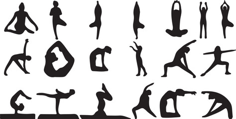 yoga, silhouette, pose, exercise, fitness, health, wellness, flexibility, strength, balance, meditation, stretching, body, human, figure, warrior, tree, lotus, dancer, inversion, asana, practice, spor