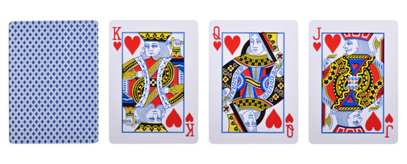 Playing cards King, queen, jack, isolated on white background