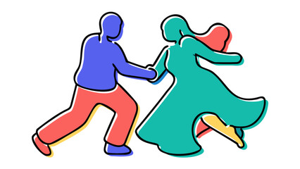 Dancing couple in vibrant colors people illustration