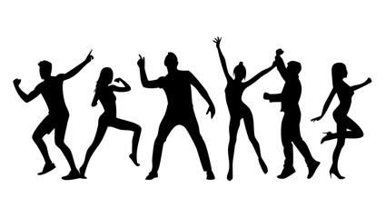 Energetic male dancers in dynamic poses silhouette modern dance