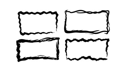 Four hand drawn wavy edged frames border sketch