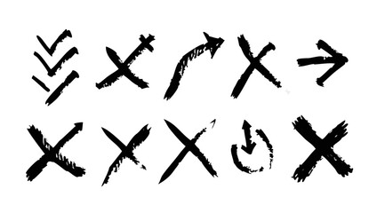 Grunge Brush Style Arrows with Transparent Background scribble graphic