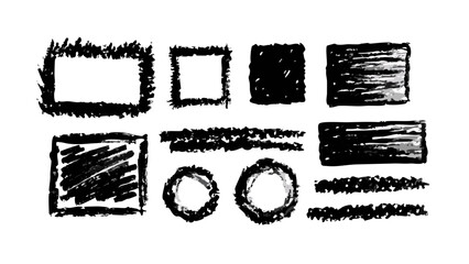 Hand Drawn Chalk Texture Shapes on Transparent Background grunge