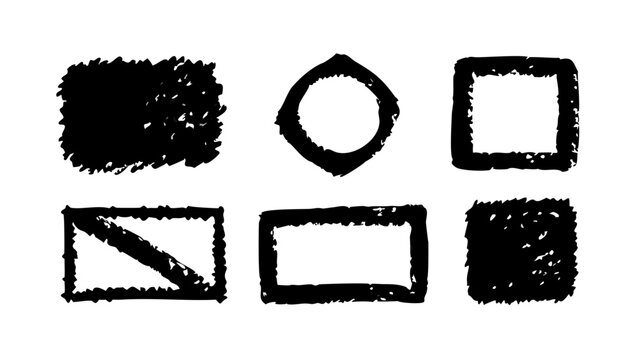 Hand drawn chalk texture abstract shapes vector