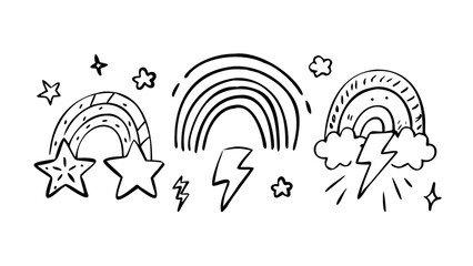 Hand drawn outline of a running rabbit hare animal