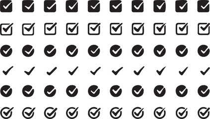 check mark, check, tick, yes, confirm, approval, done, completed, success, agreement, correct, right, valid, verified, symbol, icon, set, collection, graphic, design, illustration, simple, clean, mode