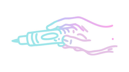 Hand holding marker with pastel gradient drawing