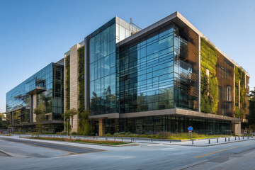 Obraz premium Modern eco-friendly office building with vertical garden