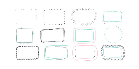 Pastel doodle frames with playful borders pastel colors hand drawn
