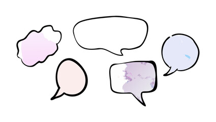 Pastel watercolor speech bubbles and abstract shapes pastel colors watercolor texture