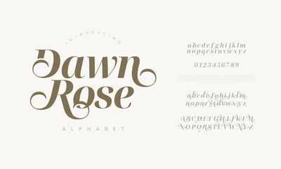Elegant Dawn Rose Alphabet Font with Stylish Swashes Decorative