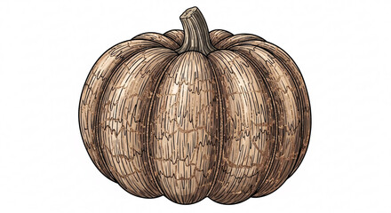 Rustic Thanksgiving Pumpkin Isolated on White Background for Autumn Harvest Celebrations