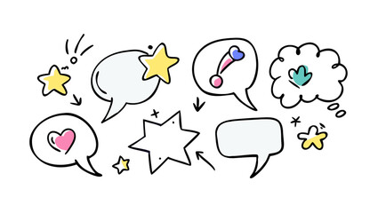 Playful speech bubbles and stars hearts communication