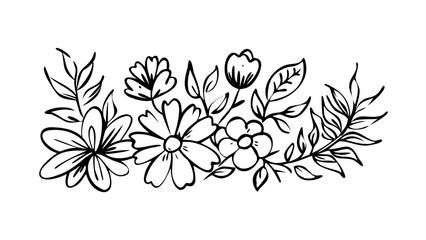 Stylized floral and leaf elements leaves botanical