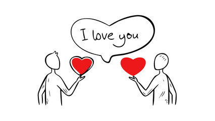 Two red hearts simple illustration love romance