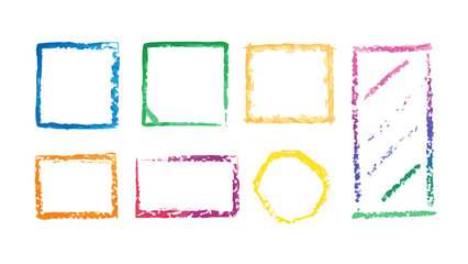 Whimsical crayon style frames and shapes borders colorful