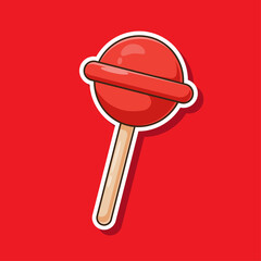Flat cartoon sticker illustration vector of Sweet Candy lollipop icon, sign, symbol, and sticker suitable used for element in many events