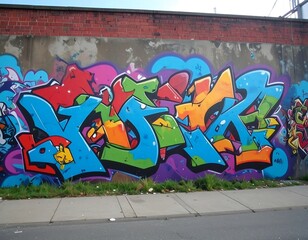 Vibrant graffiti art on a brick wall
