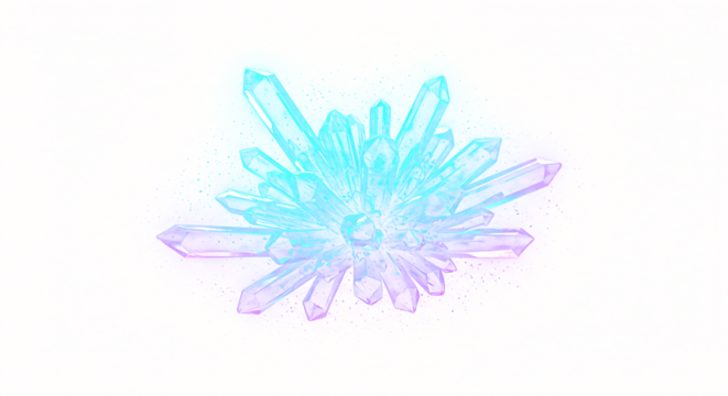 Iridescent Crystal Cluster with Turquoise and Lavender Hues Detailed and Glowing.