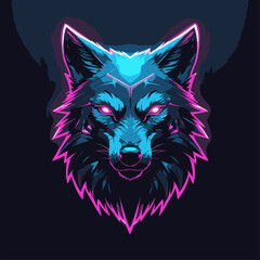 wolf head vector as neon logo © ataya