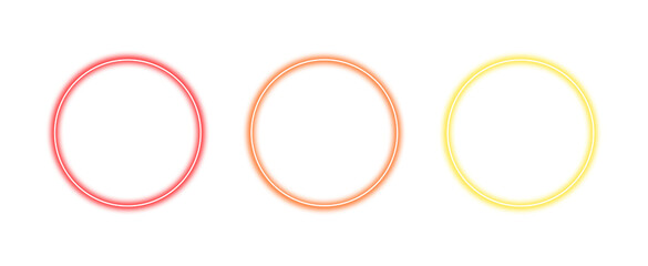 A collection of colorful glowing neon circle frames
