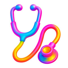 Vividly Colored Stethoscope With Smooth Gradient Transitions On A Transparent Background
