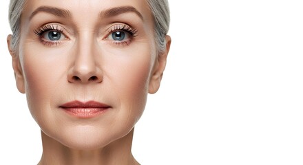 old woman portrait with white background