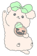 Toy poodle holding a Halloween cookie (Single unit, cream)