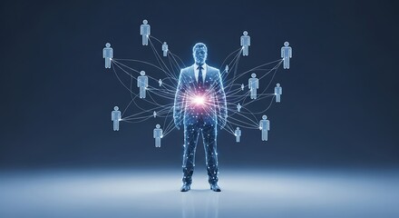 Futuristic Business Network Connection Concept Illustration.