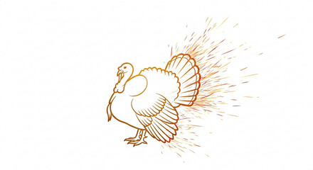 Thanksgiving Turkey Drawing with White Background Celebration Sparks