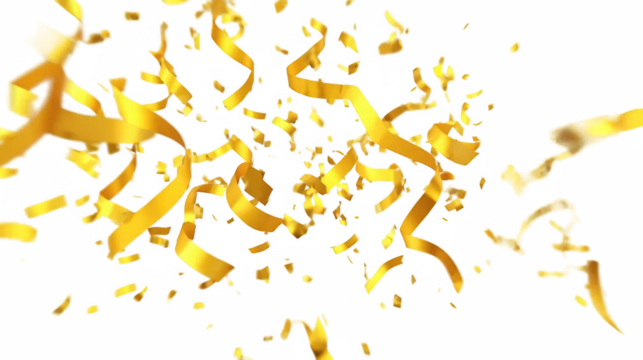 3D gold confetti that floats down to celebrate overlay, celebrate, birthday, party, decoration, ribbon, confetti