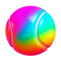 Obraz premium A 3D rendered tennis ball with a vibrant rainbow gradient and white seam details