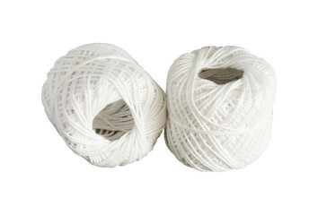 two white wool thread isolated