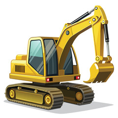 Shiny golden excavator machine construction equipment