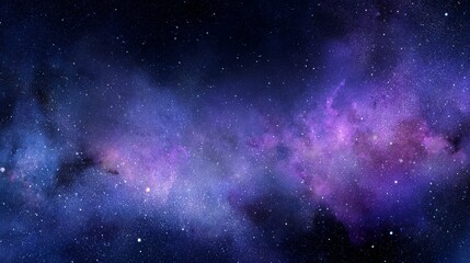 Stunning cosmic nebula in outer space with colorful glowing gas clouds in purple pink and blue, countless sparkling stars and dreamy mysterious galaxy atmosphere