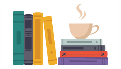 stacked books composition for World Book Day celebration vector art isolated on white background